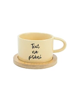 TEXT NA ŽIADOSŤ - žltý keramický hrnček Makronka 200 ml