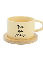 TEXT NA ŽIADOSŤ - žltý keramický hrnček Makronka 200 ml
