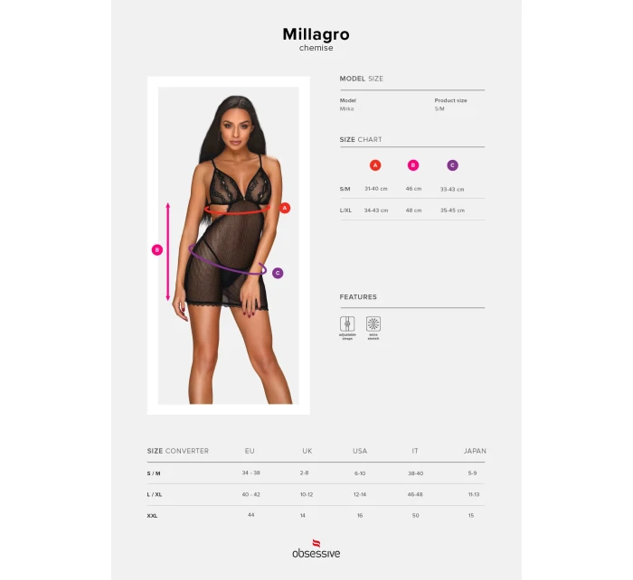 košilka chemise model 15514771 - Obsessive košilka chemise model 15514771 - Obsessive