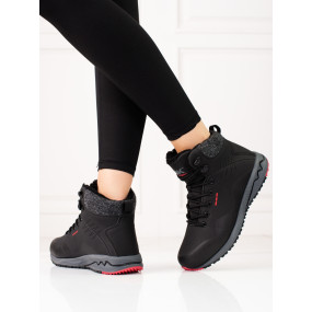 Dizajnové trekingové topánky dámske čierne bez podpätku