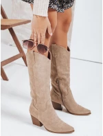 Dámské semišové kovbojské boty béžové Dstreet model 21992305 - FashionStreet
