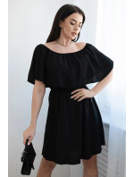 Španielske šaty s čiernym pásom