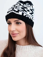 Zimná vlnená čiapka s nórskym vzorom K354 black+white