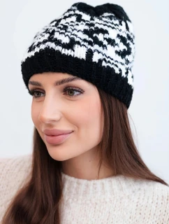 Dámská zimní vlněná čepice s ozdobnými krystalky K399 černá
