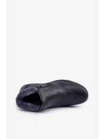 Ocieplane Męskie Botki Z Eko Skóry Czarne Daniello