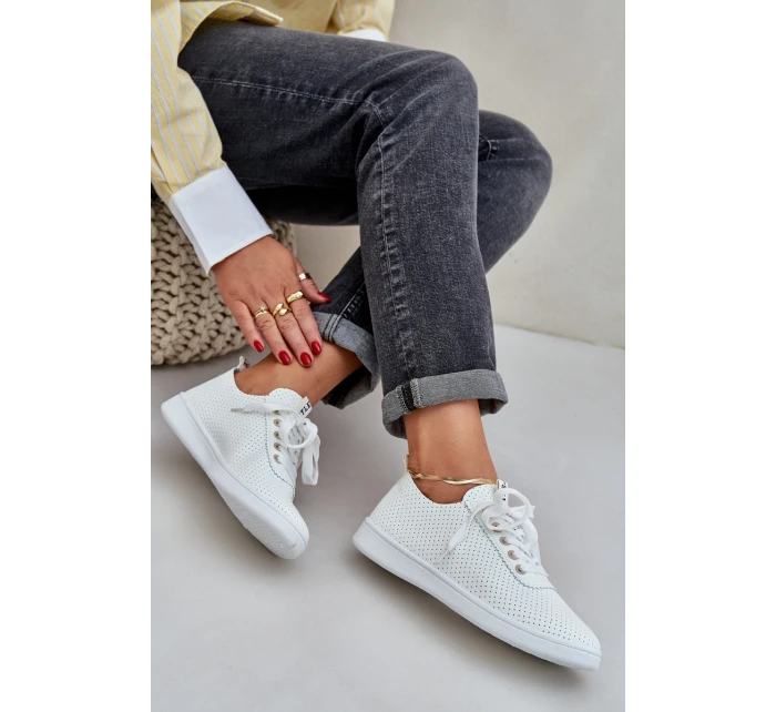 Dámské Ažurové Šněrovací Tenisky Světle Béžové model 21684935 - Boto Dámské Ažurové Šněrovací Tenisky Světle Béžové model 21684935 - Boto