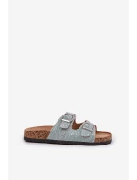 pantofle na korkové podrážce s přezkami mátové model 21685406 - Boto pantofle na korkové podrážce s přezkami mátové model 21685406 - Boto