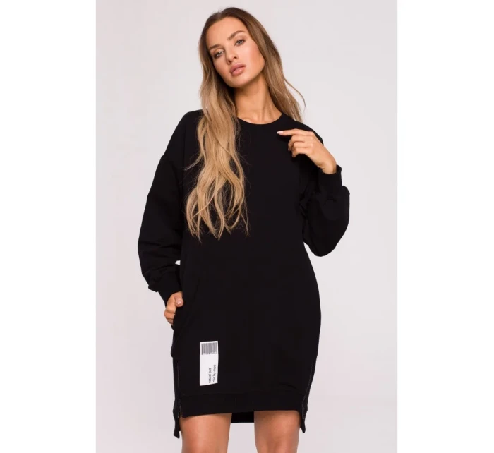 model 17191712 Svetrová tunika se zipy černá - Moe model 17191712 Svetrová tunika se zipy černá - Moe