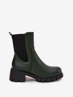 Dámske členkové topánky Kyra z ekokože - tmavozelené