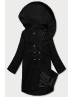 Čierny dámsky kabát plus size s kapucňou (2728)