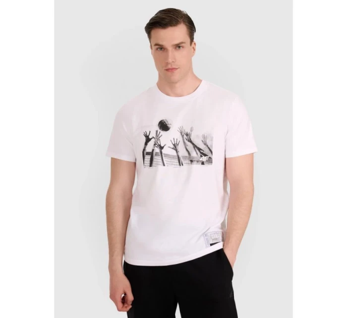 Pánske volejbalové tričko s potlačou 4F 4FRAW25TTSHM3319-10S Pánske volejbalové tričko s potlačou 4F 4FRAW25TTSHM3319-10S