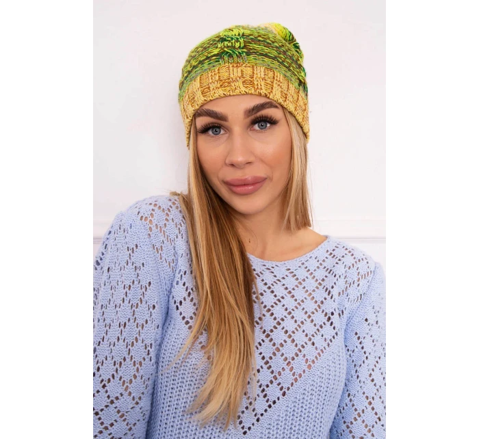 Fleecová čiapka Klaudia K255 neon green+yellow