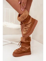 Śniegowce Damskie Z Futerkiem I Wiązaniem Na Platformie Camel Marinna Śniegowce Damskie Z Futerkiem I Wiązaniem Na Platformie Camel Marinna