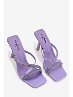 Dámské lodičky na podpatku s pásky a kamínky fialové model 22103236 - Boto Dámské lodičky na podpatku s pásky a kamínky fialové model 22103236 - Boto