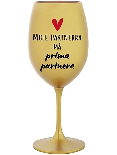 Môj partner má priateľského partnera - zlatý pohár na víno 350 ml