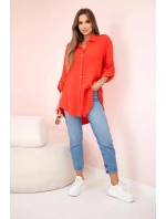 Dámska mušelínová košeľa 208 Červená - K-Fashion