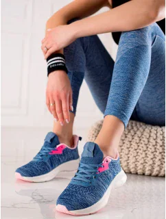 Módní tenisky dámské modré bez podpatku