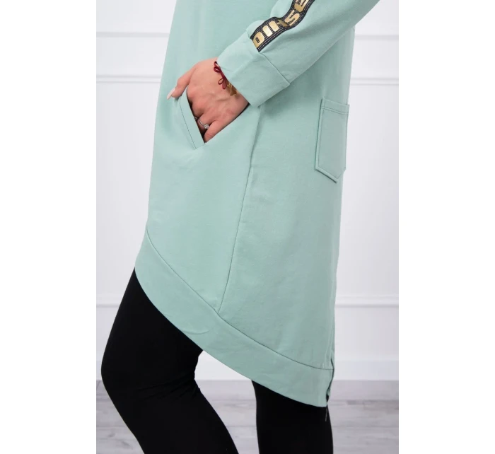 Mikina se zipem na zádech tmavě mátová Mikina se zipem na zádech tmavě mátová