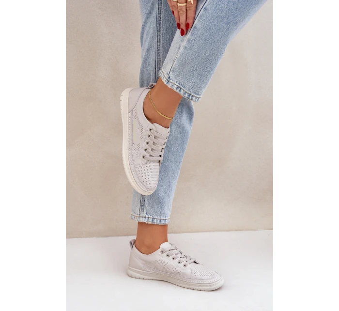 Dámské Kožené Tenisky Šedé model 21684179 - EVENTO