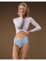 Dámske jednoduché maxi nohavičky Sakura Light Blue Pattern - Julimex Dámske jednoduché maxi nohavičky Sakura Light Blue Pattern - Julimex