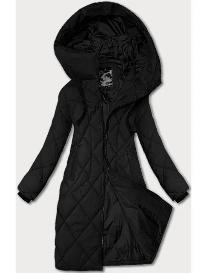 Čierna dámska prechodná bunda s kapucňou Libland (LD-7735)