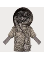 Dámska ľahká bunda Minority s pletenými rukávmi Dark Beige (M2-6701-62)