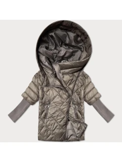 Tmavobéžová ľahká dámska bunda s pletenými rukávmi Minority (M2-6701-62)