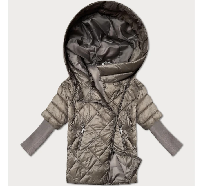 Dámska ľahká bunda Minority s pletenými rukávmi Dark Beige (M2-6701-62)