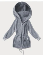 Šedý přehoz přes oblečení typu alpaka s kapsami model 21482455 - MHM Šedý přehoz přes oblečení typu alpaka s kapsami model 21482455 - MHM