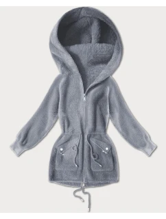 Šedý přehoz přes oblečení typu alpaka s kapsami model 21482455 - MHM