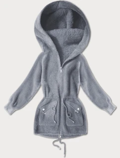 Šedý přehoz přes oblečení typu alpaka s kapsami model 21482455 - MHM