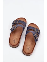 Dámské pantofle na korkové platformě s přezkami tmavě modré model 21704319 - EVENTO Dámské pantofle na korkové platformě s přezkami tmavě modré model 21704319 - EVENTO