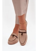 Mokasyny Loafersy Dámské Z Eko Zamszu Béžové Darwen Mokasyny Loafersy Dámské Z Eko Zamszu Béžové Darwen