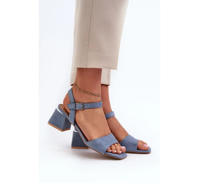 Dámske sandále na eko semišovom bloku, modré Leisha Dámske sandále na eko semišovom bloku, modré Leisha