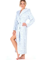 Dámsky župan Flora s kapucňou 3956 Patterned Ice Blue - Vestis