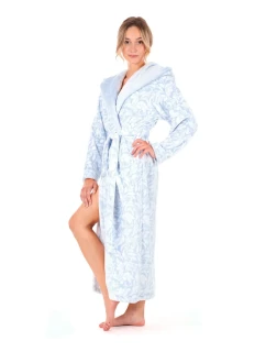 Dámsky župan Flora s kapucňou 3956 Patterned Ice Blue - Vestis