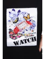 Halenka s grafikou 3D Watch černá Halenka s grafikou 3D Watch černá