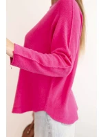 Dámský svetr z viskózy s dlouhým rukávem a kulatým výstřihem fuchsie Dámský svetr z viskózy s dlouhým rukávem a kulatým výstřihem fuchsie