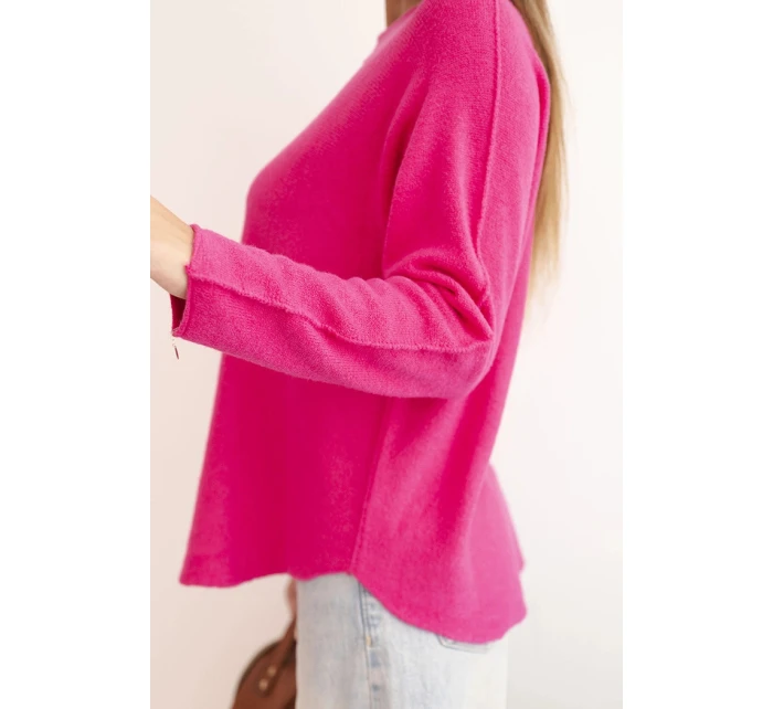 Dámský svetr z viskózy s dlouhým rukávem a kulatým výstřihem fuchsie Dámský svetr z viskózy s dlouhým rukávem a kulatým výstřihem fuchsie