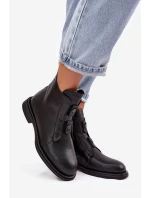 Skórzane Ocieplane Botki Damskie D&A MK52-026 Czarne