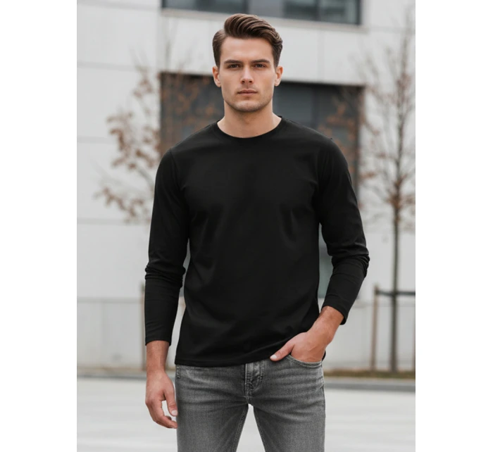 Pánské černé tričko s dlouhým rukávem Dstreet model 21994110 - FashionStreet