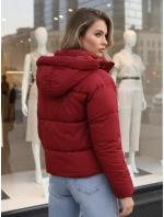 Dámská krátká zimní prošívaná bunda bordó Dstreet model 21994191 - FashionStreet
