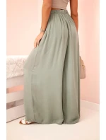 Dámske široké viskózové nohavice s elastickým pásom khaki Dámske široké viskózové nohavice s elastickým pásom khaki