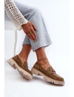 Dámské semišové mokasíny s ozdobou D&A model 21660216 hnědé - S.Barski Dámské semišové mokasíny s ozdobou D&A model 21660216 hnědé - S.Barski