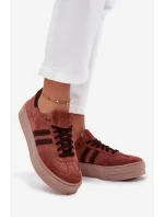 Zazoo N1068S2 Damskie Zamszowe Sneakersy Na Platformie Brązowe