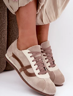 Dámske semišové nízke tenisky Dark Beige Zazoo N1068
