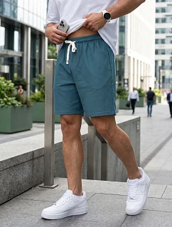 Pánske modré teplákové šortky FashionStreet SX2636