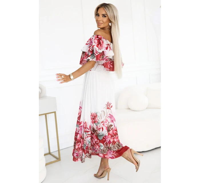 Dlouhé letní španělské šaty s červeným květinovým model 21176213 - numoco basic Dlouhé letní španělské šaty s červeným květinovým model 21176213 - numoco basic