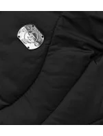 Čierna dámska zimná bunda po kolená (m-21601)