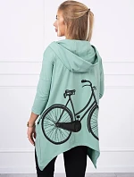 Mikina s potlačou kolesa tmavo mätová